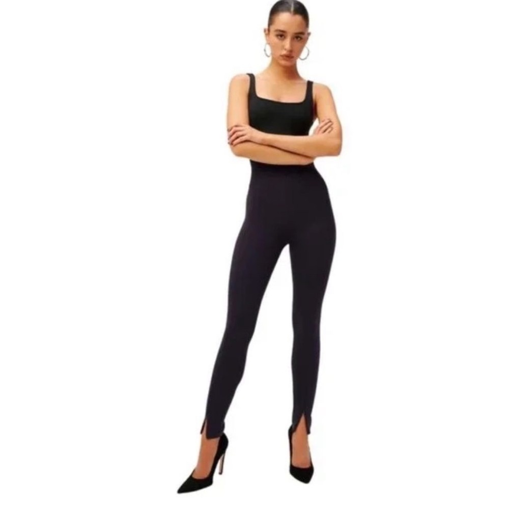 Good American size 4 skinny pants black high rise zipper legs